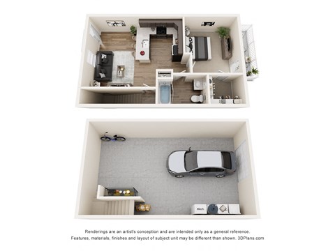 Floor plan for 1 bed, 1 bath, 680 sqft